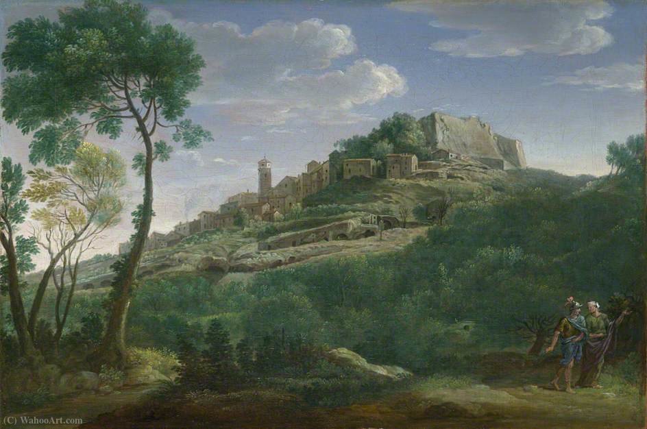 Wikioo.org - The Encyclopedia of Fine Arts - Painting, Artwork by Hendrik Frans Van Lint - A Landscape with an Italian Hill Town