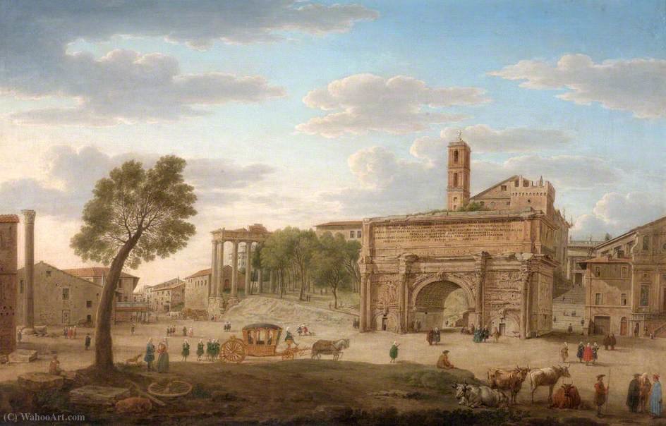 Wikioo.org - The Encyclopedia of Fine Arts - Painting, Artwork by Hendrik Frans Van Lint - Hadrian's arch, rome