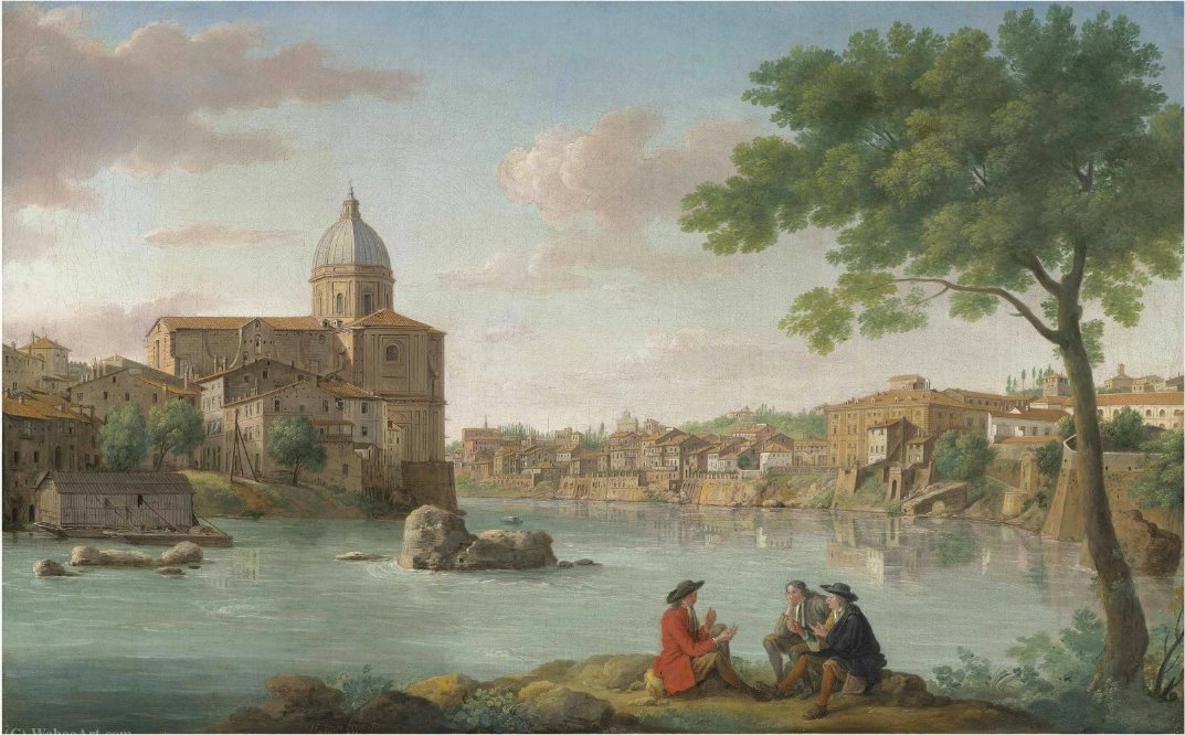Wikioo.org - The Encyclopedia of Fine Arts - Painting, Artwork by Hendrik Frans Van Lint - The Church of San Giovanni dei Fiorentini, on the Tiber, Rome