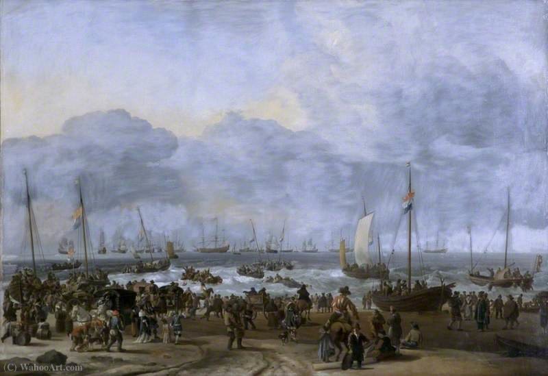 Wikioo.org - The Encyclopedia of Fine Arts - Painting, Artwork by Hendrik Jakobsz Dubbels - An embarkation scene