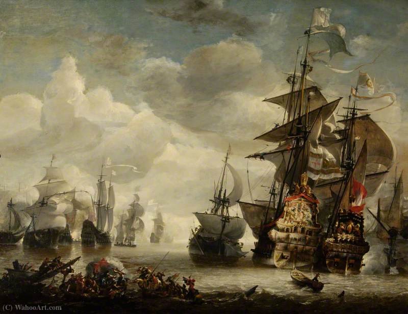 WikiOO.org - Enciclopedia of Fine Arts - Pictura, lucrări de artă Hendrik Van Minderhout - Capture of the Royal Prince by Admiral de Ruyter in (1666)