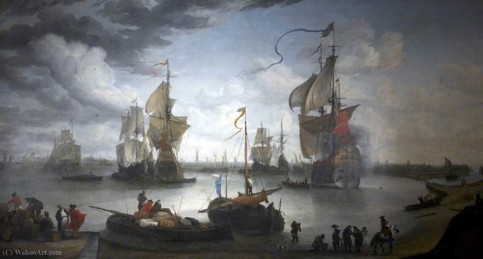 Wikioo.org – La Enciclopedia de las Bellas Artes - Pintura, Obras de arte de Hendrik Van Minderhout - Vista de Brujas Harbour