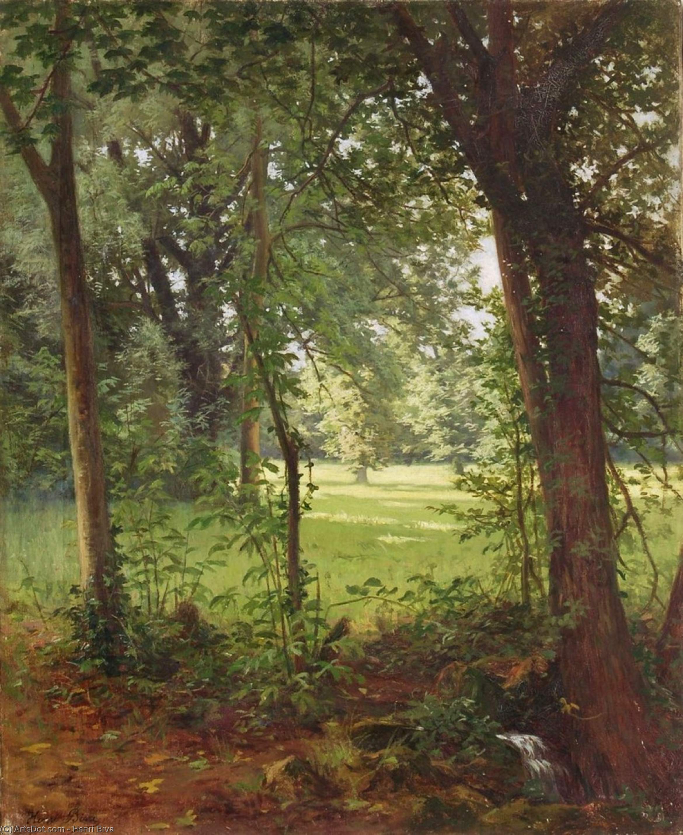 WikiOO.org – 美術百科全書 - 繪畫，作品 Henri Biva - 森林 在  的  春季