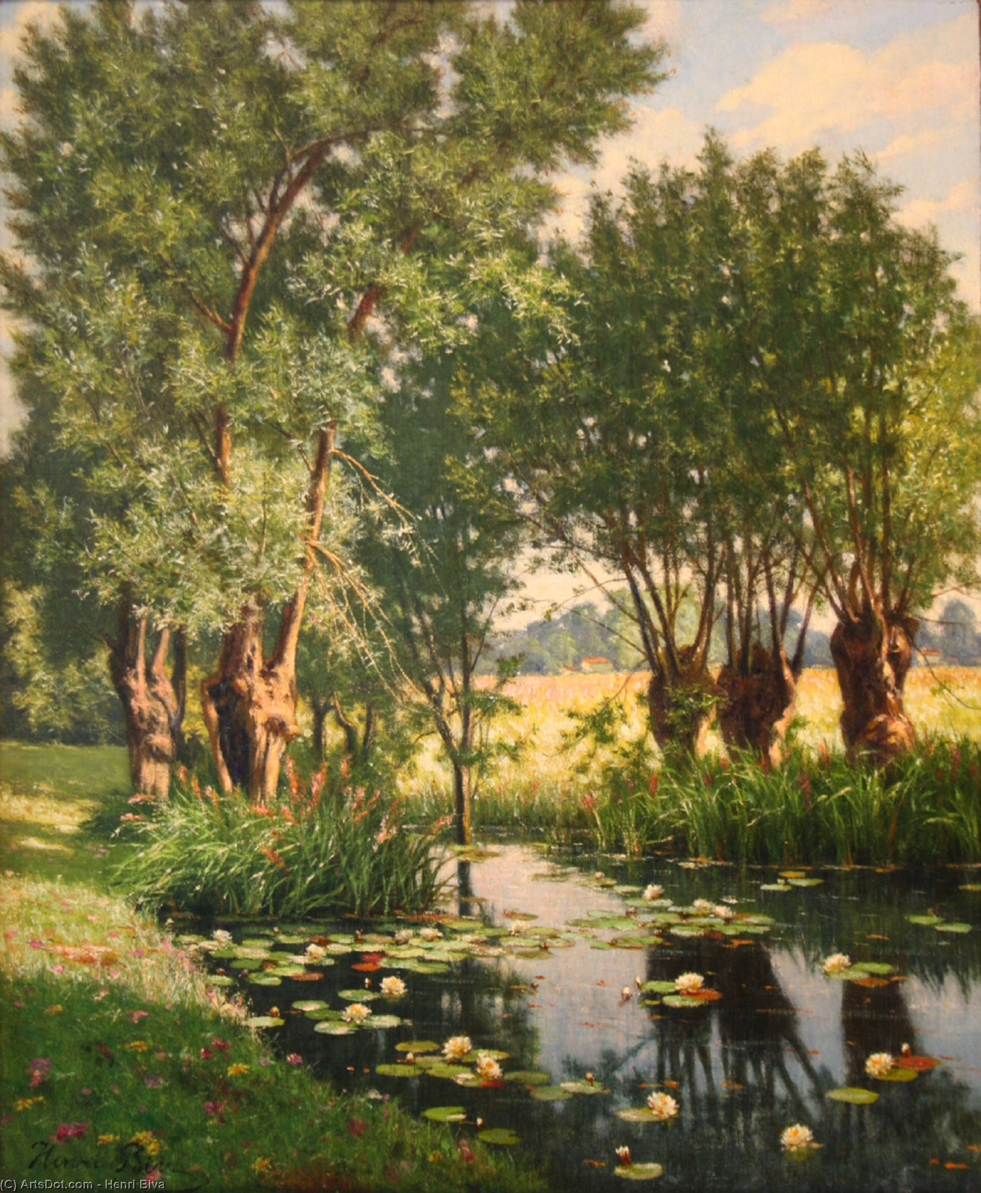 Wikioo.org - The Encyclopedia of Fine Arts - Painting, Artwork by Henri Biva - River Scene in Spring