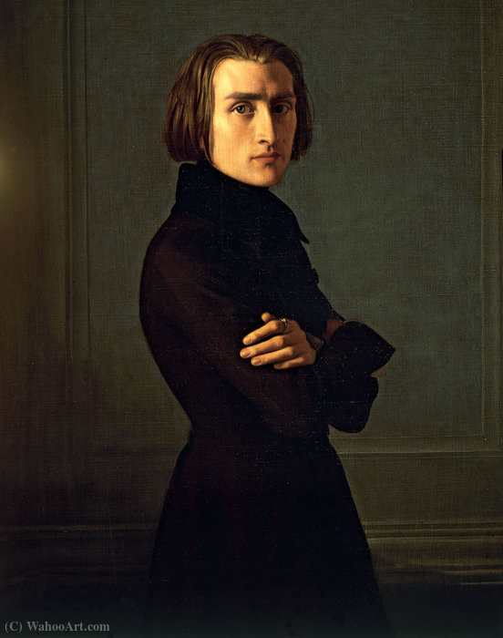 WikiOO.org - Enciklopedija dailės - Tapyba, meno kuriniai Henri Lehmann - Portrait of Franz Liszt