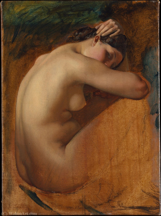 Wikioo.org - Bách khoa toàn thư về mỹ thuật - Vẽ tranh, Tác phẩm nghệ thuật Henri Lehmann - Study of a Female Nude