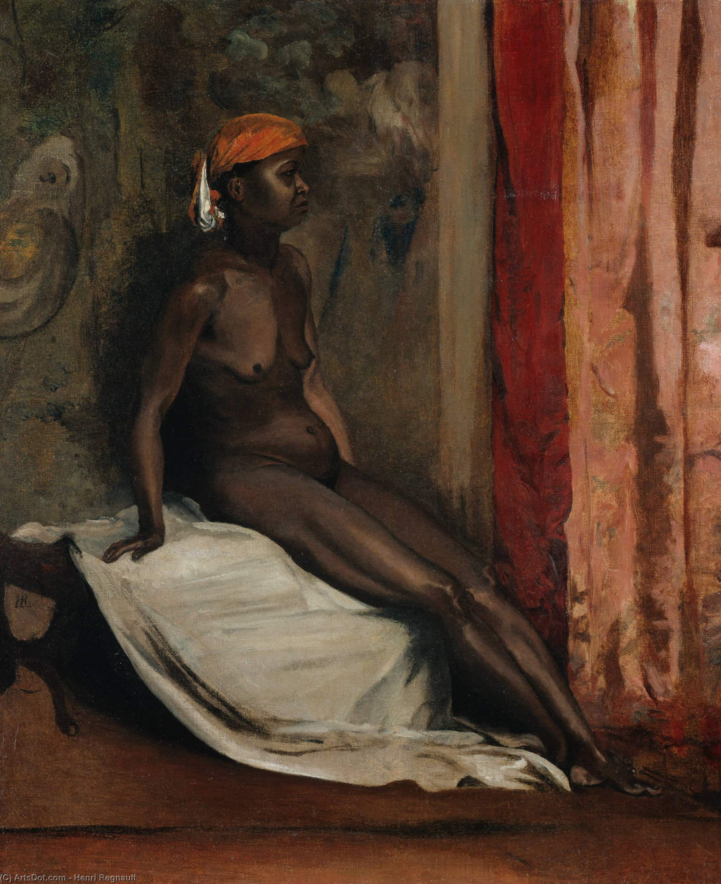 WikiOO.org - Енциклопедія образотворчого мистецтва - Живопис, Картини
 Henri Regnault - Seated african woman