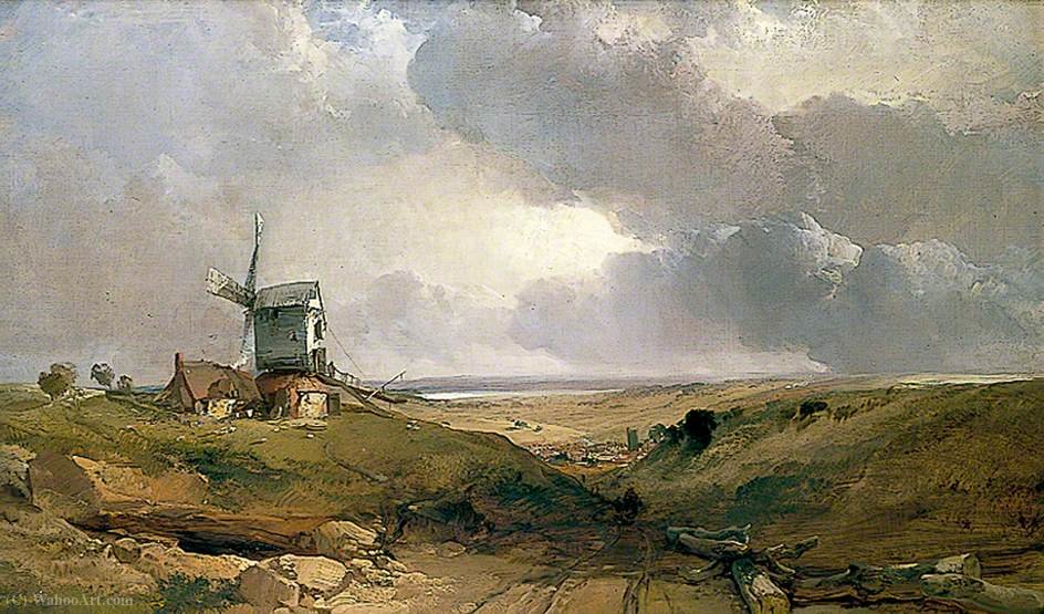 Wikioo.org - The Encyclopedia of Fine Arts - Painting, Artwork by Henry Bright - Windmill at Sheringham, Norfolk