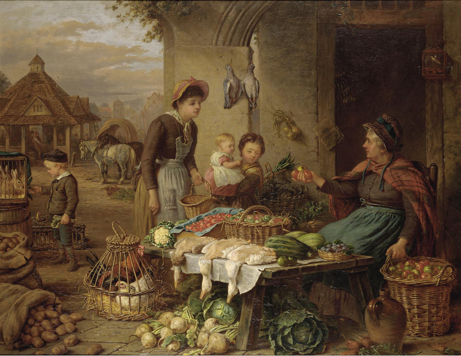 WikiOO.org - دایره المعارف هنرهای زیبا - نقاشی، آثار هنری Henry Charles Bryant - A market stall
