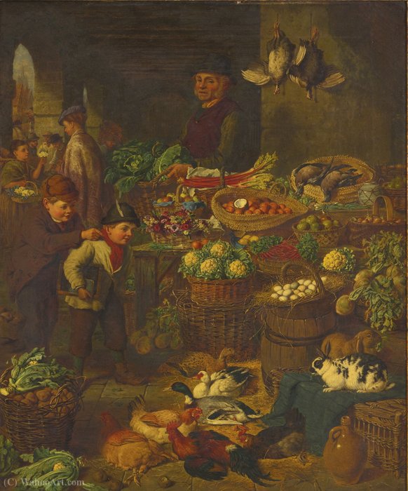 WikiOO.org - Encyclopedia of Fine Arts - Lukisan, Artwork Henry Charles Bryant - The market stall