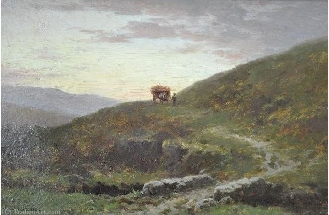 WikiOO.org - Encyclopedia of Fine Arts - Maalaus, taideteos Henry James Johnstone - The hay cart-English landscape