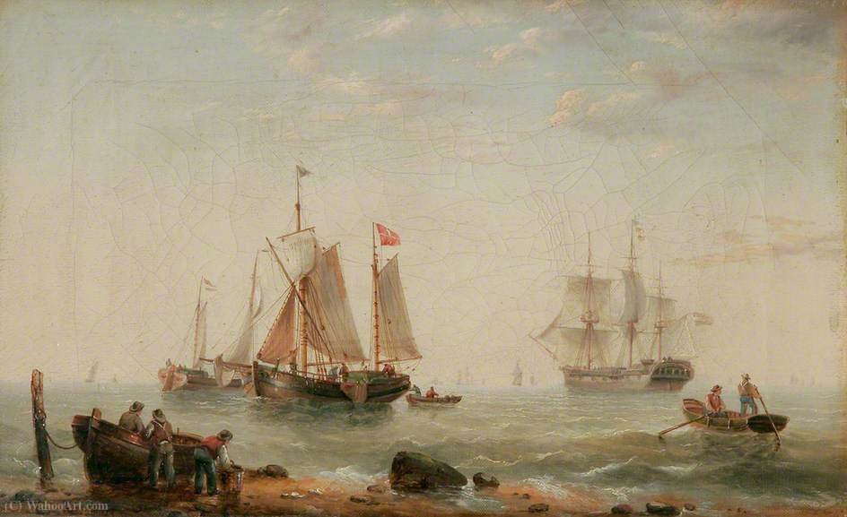 Wikoo.org - موسوعة الفنون الجميلة - اللوحة، العمل الفني Henry Redmore - Great yarmouth shipping scene, norfolk