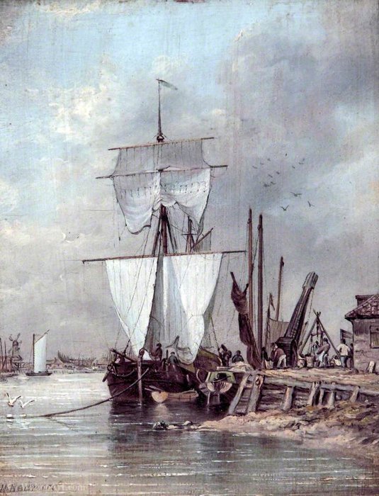 Wikioo.org - The Encyclopedia of Fine Arts - Painting, Artwork by Henry Redmore - Ship at a Quayside
