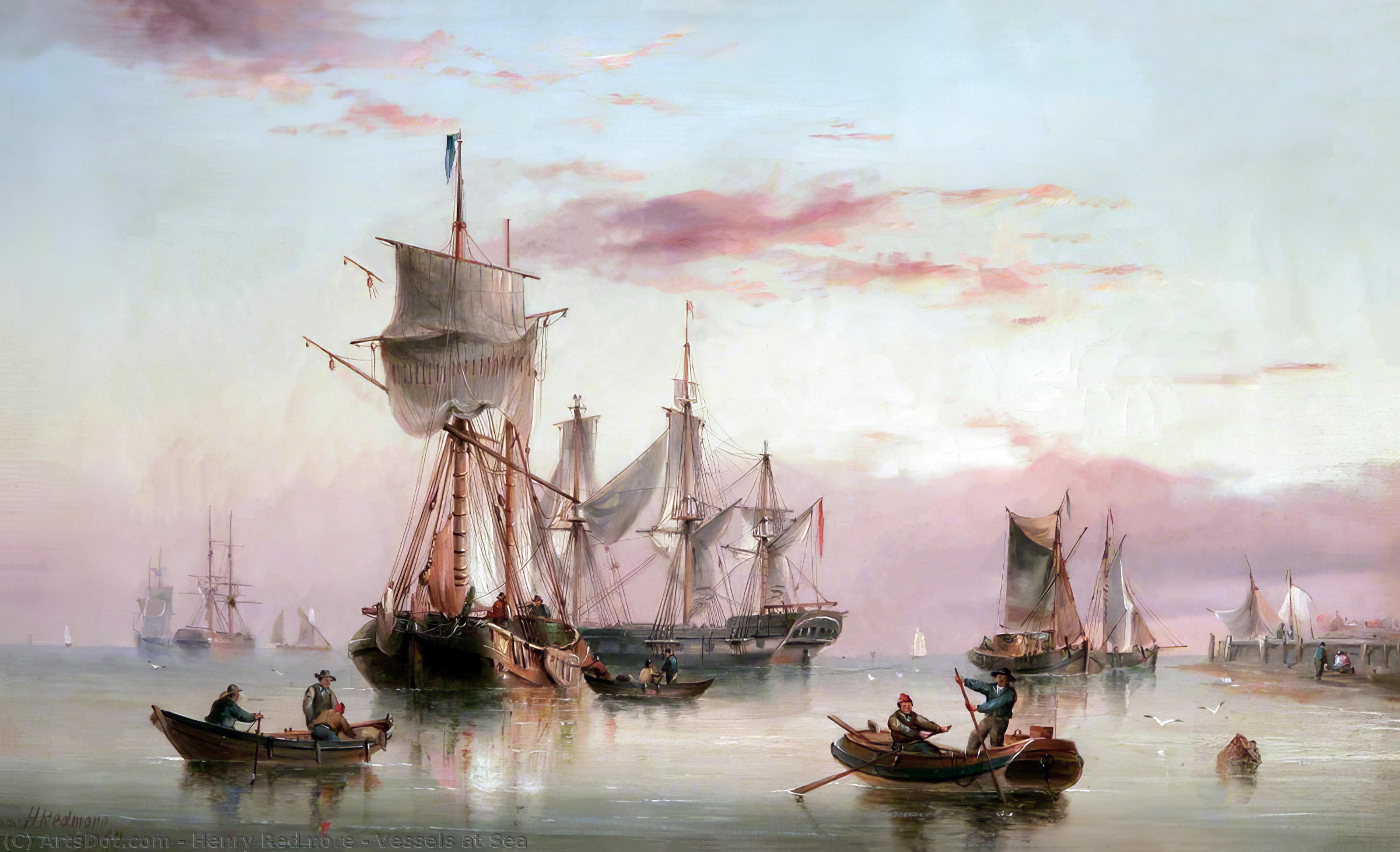 Wikioo.org - The Encyclopedia of Fine Arts - Painting, Artwork by Henry Redmore - Vessels at Sea