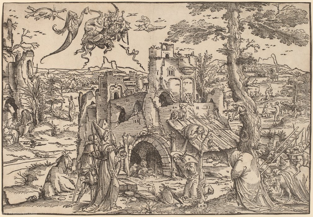 Wikioo.org - สารานุกรมวิจิตรศิลป์ - จิตรกรรม Hieronymus Wellens De Cock - The Temptation of Saint Anthony