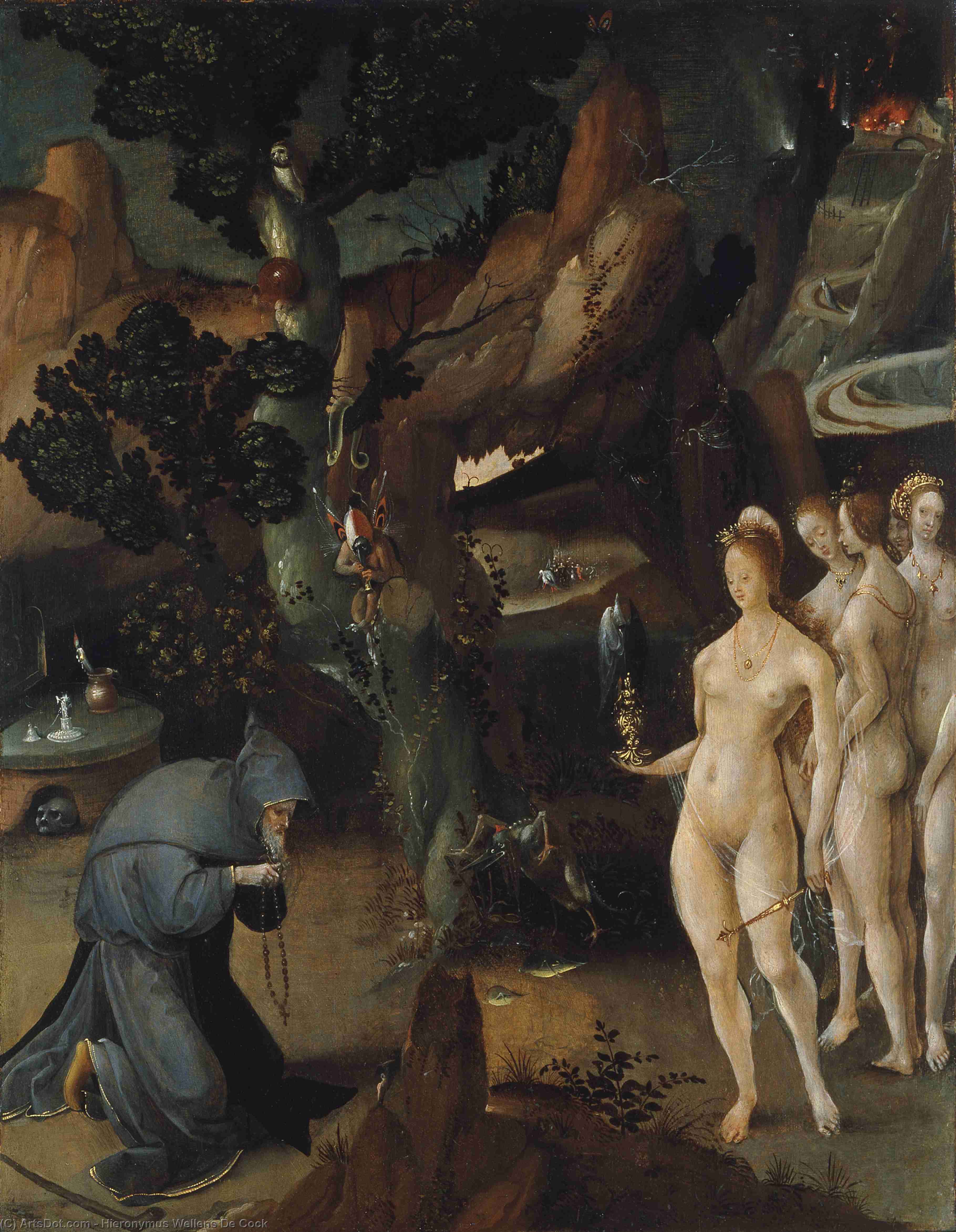 Wikioo.org – L'Encyclopédie des Beaux Arts - Peinture, Oeuvre de Hieronymus Wellens De Cock - La tentation de Saint Antoine