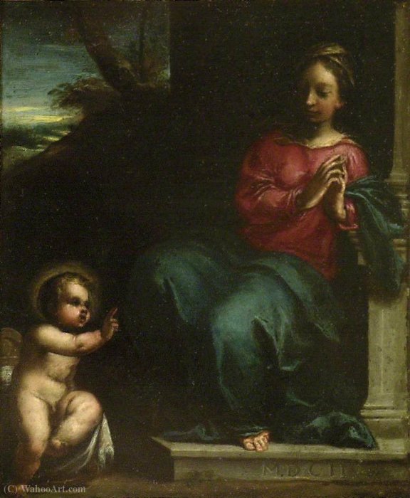 Wikioo.org - The Encyclopedia of Fine Arts - Painting, Artwork by Ippolito Scarsella (Scarsellino) - The Infant Christ blessing the Virgin