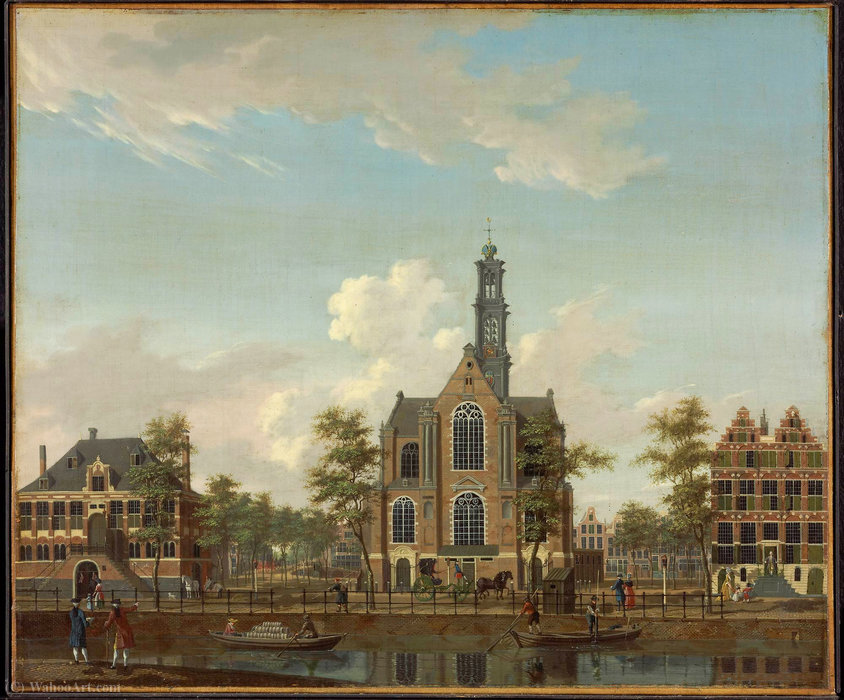 WikiOO.org - Encyclopedia of Fine Arts - Maleri, Artwork Isaak Ouwater - Wester Church at the Keizersgracht, Amsterdam