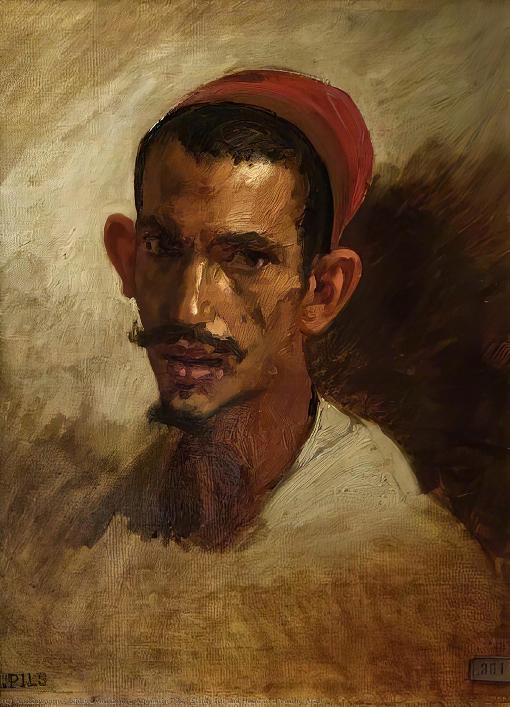 Wikioo.org - The Encyclopedia of Fine Arts - Painting, Artwork by Isidore Alexandre Augustin Pils - Study for the Head of a Young Arab