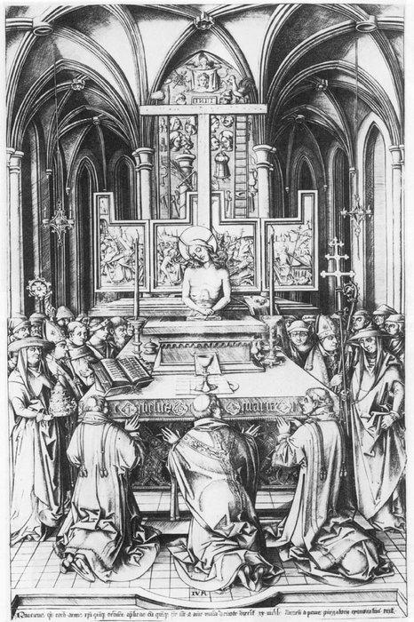 Wikioo.org - สารานุกรมวิจิตรศิลป์ - จิตรกรรม Israhel Van The Younger Meckenem - Mass of Saint Gregory