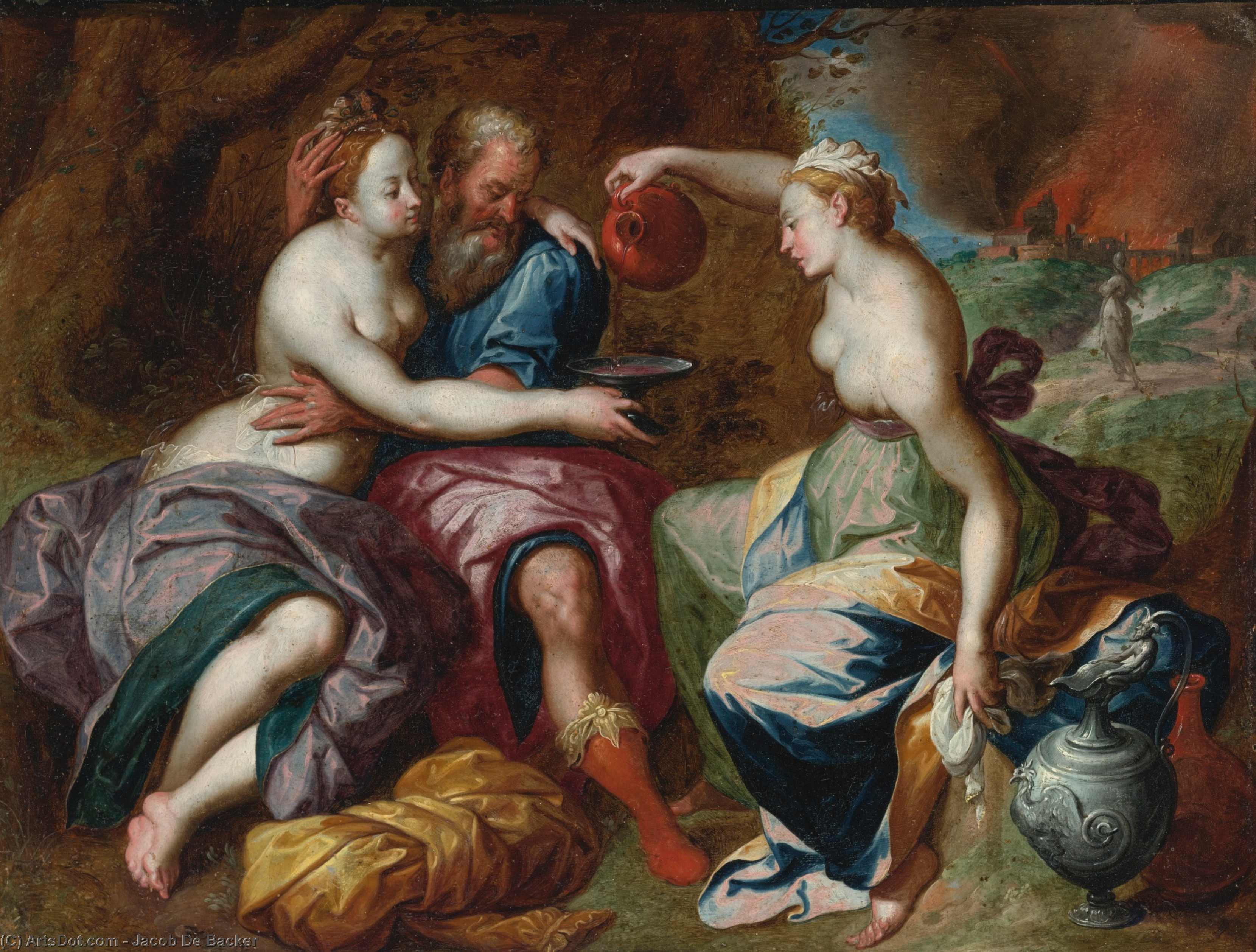 Wikioo.org - The Encyclopedia of Fine Arts - Painting, Artwork by Jacob Adriaensz Backer - Lot and his daughters