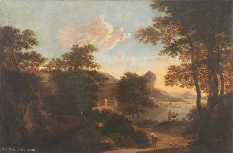 Wikioo.org - The Encyclopedia of Fine Arts - Painting, Artwork by Jacob De Heusch - Southern Landscape with Figures and Animals on Path