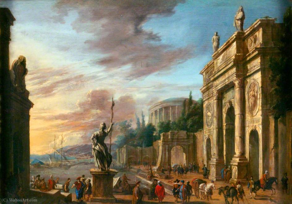 WikiOO.org - Енциклопедия за изящни изкуства - Живопис, Произведения на изкуството Jacob Van Der Ulft - Seaport and Triumphal Arch