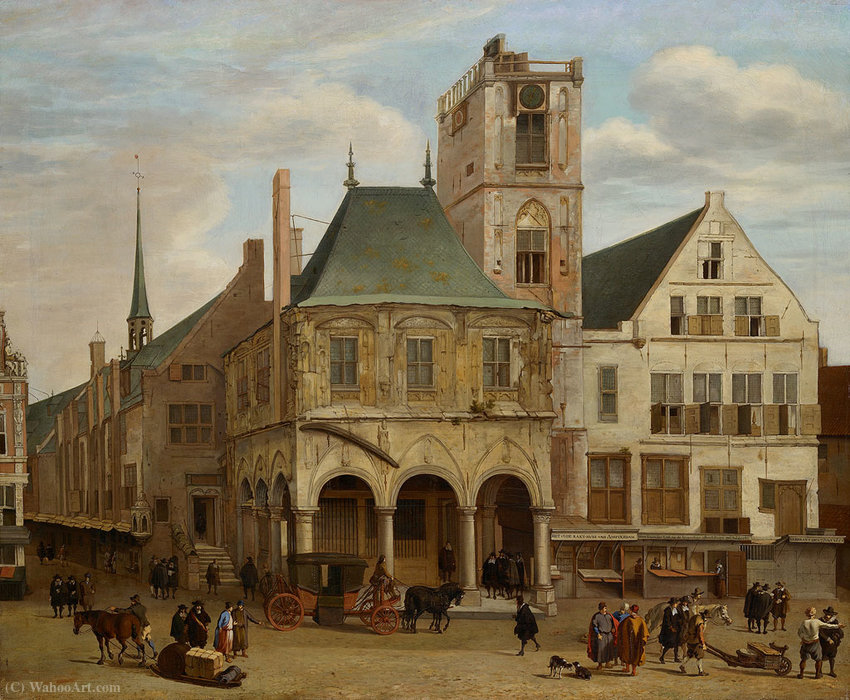 Wikioo.org - The Encyclopedia of Fine Arts - Painting, Artwork by Jacob Van Der Ulft - The old town hall-Old Raet-Huys The old town hall