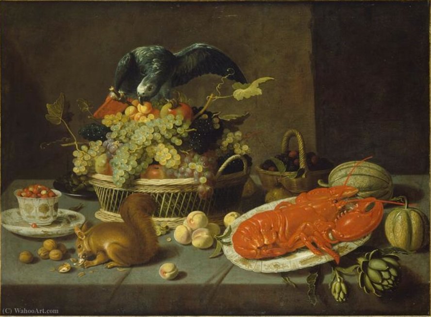 Wikioo.org - The Encyclopedia of Fine Arts - Painting, Artwork by Jacob Foppens Van Es - Still life with squirrel