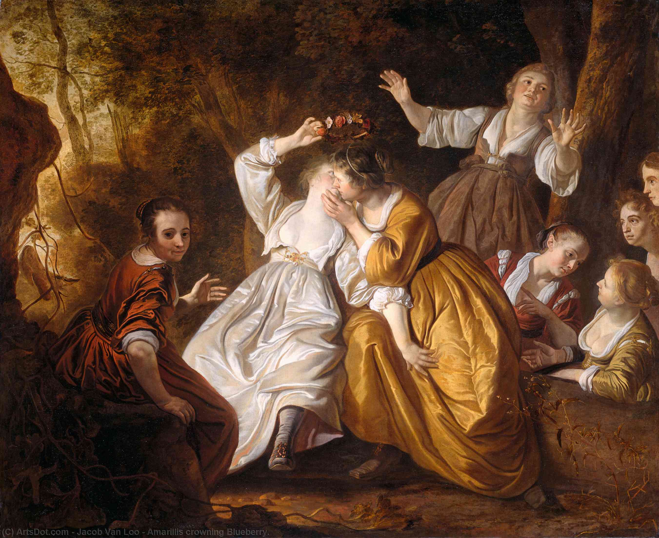 Wikioo.org - The Encyclopedia of Fine Arts - Painting, Artwork by Jacob Van Loo - Amarillis crowning Blueberry.