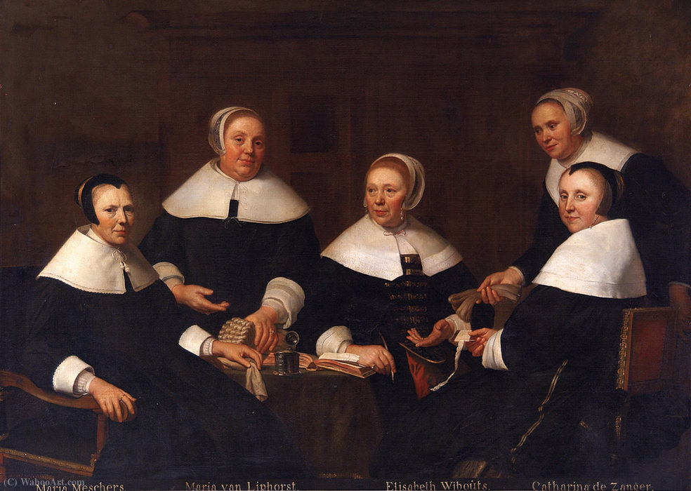 Wikioo.org - The Encyclopedia of Fine Arts - Painting, Artwork by Jacob Van Loo - Group portrait of the regentesses of Aalmoezeniers
