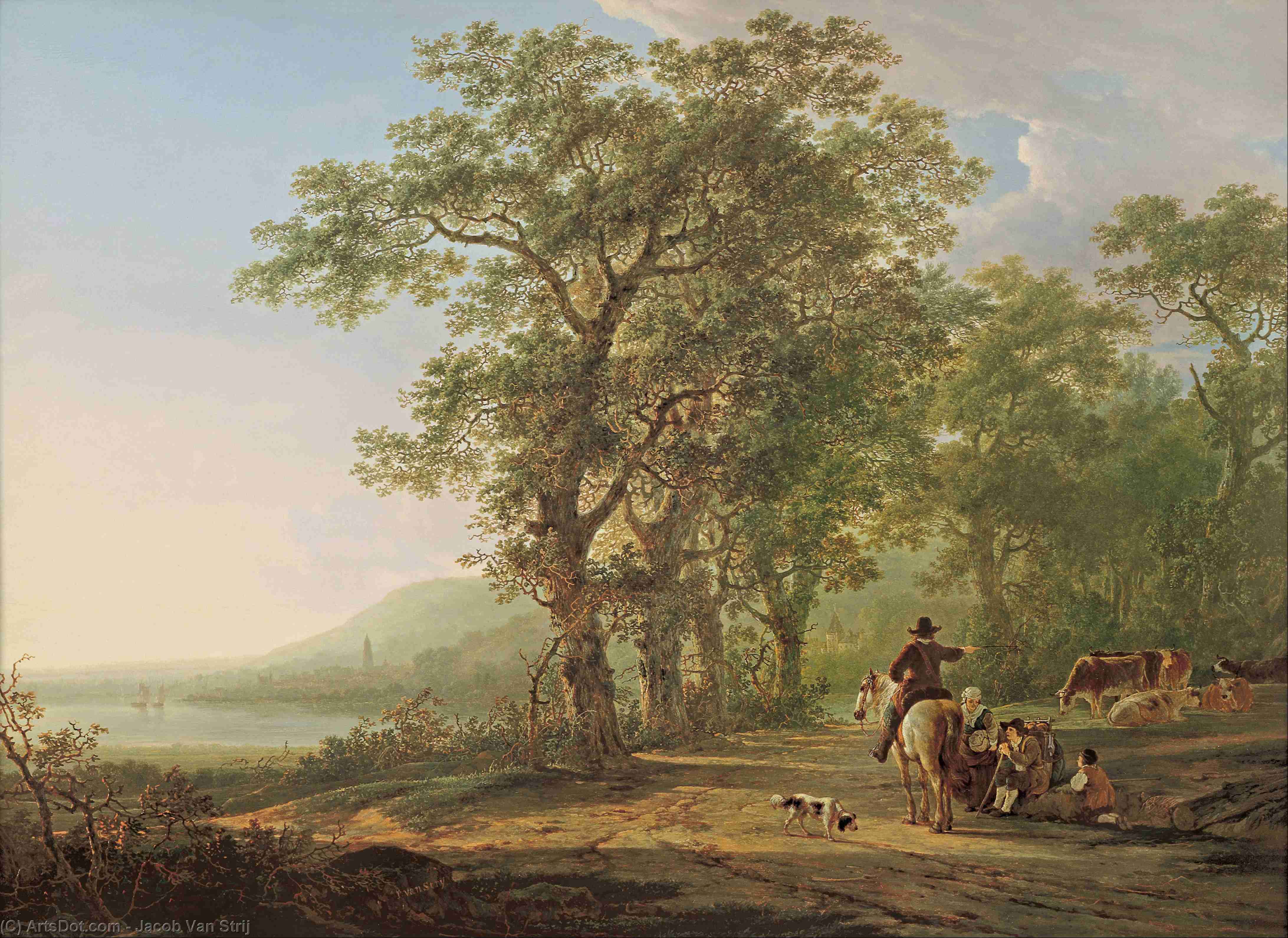 WikiOO.org - Enciklopedija dailės - Tapyba, meno kuriniai Jacob Van Strij Dordrecht - Figures in a forest landscape