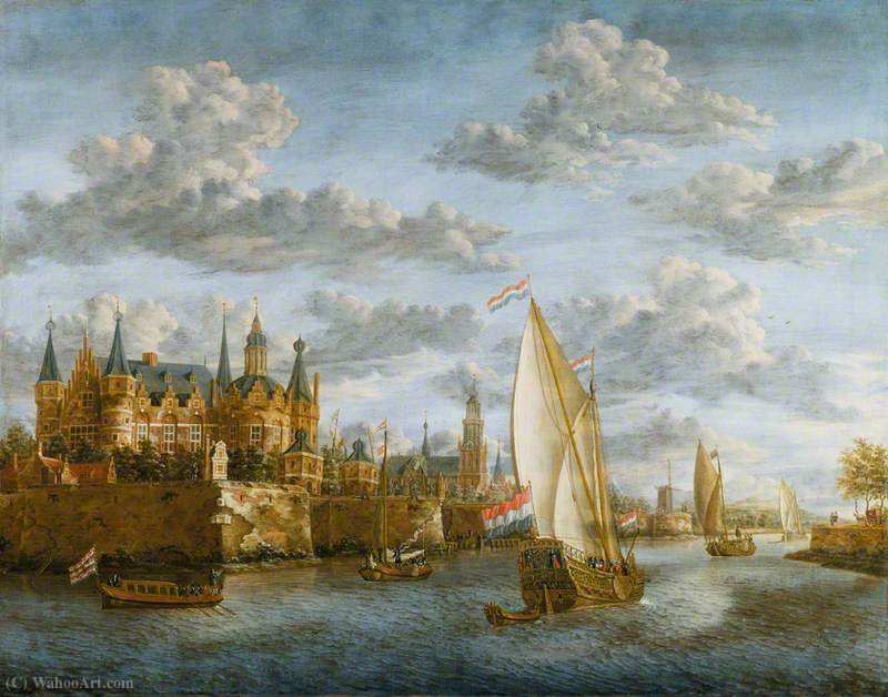 Wikioo.org - The Encyclopedia of Fine Arts - Painting, Artwork by Jacobus Storck - Castle on a River in Holland