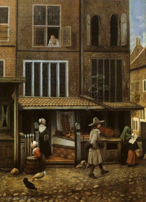 Wikioo.org - The Encyclopedia of Fine Arts - Painting, Artwork by Jacobus Vrel - Street Scene with bakery