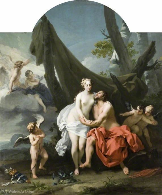 Wikioo.org – La Enciclopedia de las Bellas Artes - Pintura, Obras de arte de Jacopo Amigoni - Júpiter e Io con Cupido y Attendant Putti