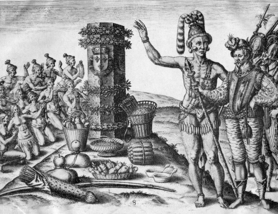 WikiOO.org - Encyclopedia of Fine Arts - Maalaus, taideteos Jacques Le Moyne De Morgues - Florida indians worshiping a column