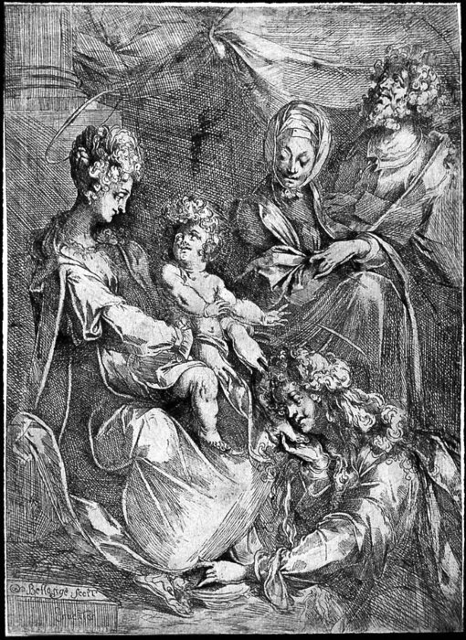 WikiOO.org - Encyclopedia of Fine Arts - Schilderen, Artwork Jacques Bellange - he Virgin and Child with the Magdalen and Saint Anne