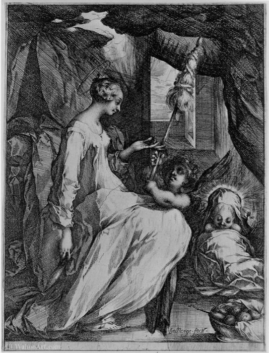 WikiOO.org - Εγκυκλοπαίδεια Καλών Τεχνών - Ζωγραφική, έργα τέχνης Jacques Bellange - The Virgin with a Spindle
