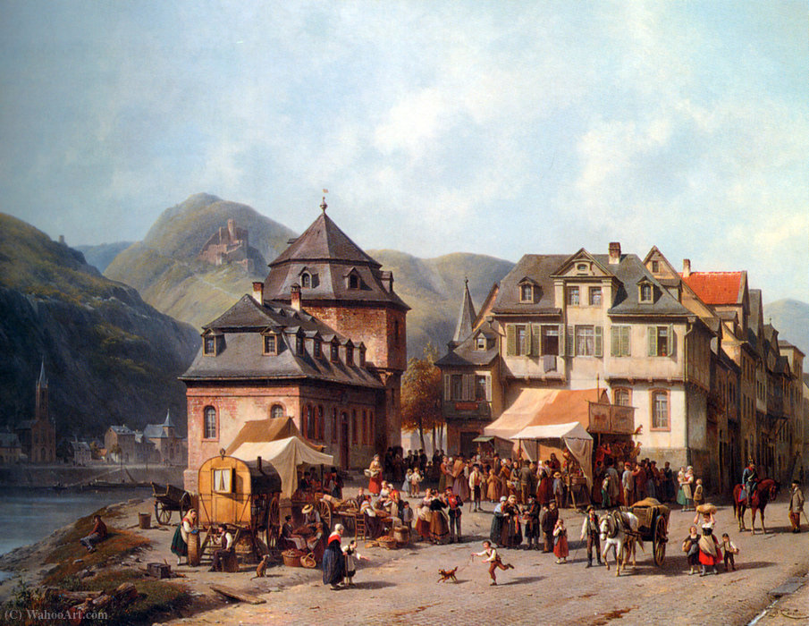 Wikioo.org - The Encyclopedia of Fine Arts - Painting, Artwork by Jacques François Carabain - St. Goar am Rhein
