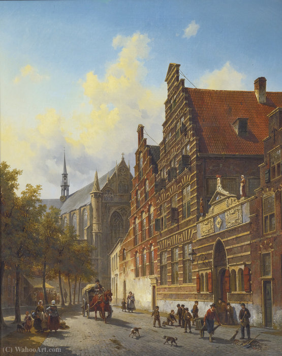 WikiOO.org - 백과 사전 - 회화, 삽화 Jacques François Carabain - Weeshuis in Leiden