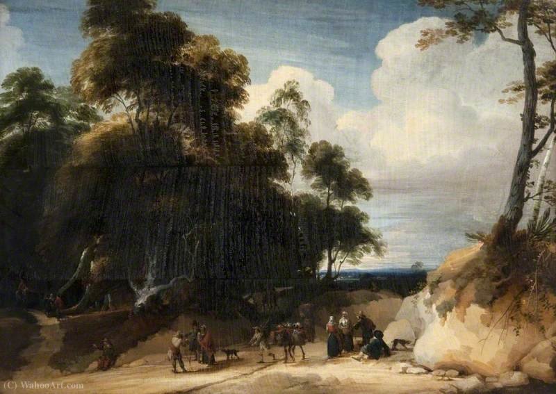 Wikioo.org - The Encyclopedia of Fine Arts - Painting, Artwork by Jacques D' Arthois - Peasants at the Edge of a Forest