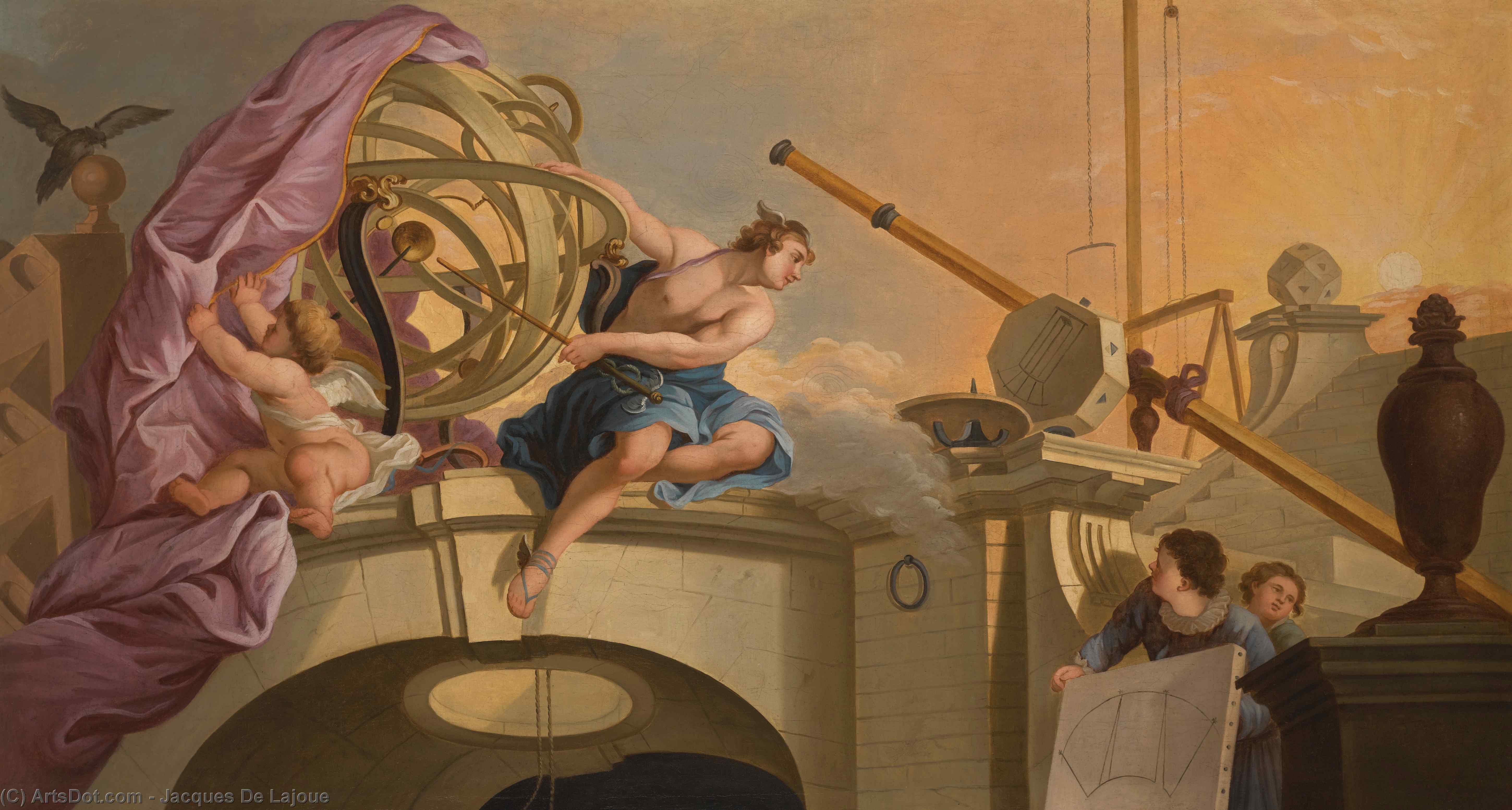 Wikioo.org - The Encyclopedia of Fine Arts - Painting, Artwork by Jacques De Lajoue - An allegory of astronomy; an allegory of sculpture