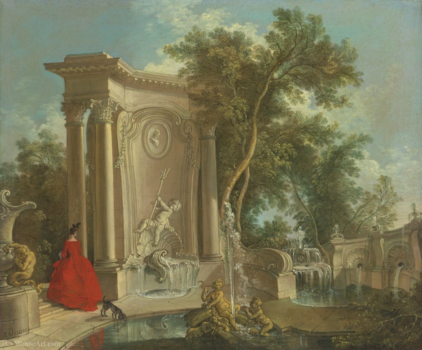 Wikioo.org - The Encyclopedia of Fine Arts - Painting, Artwork by Jacques De Lajoue - Garden view with fountains