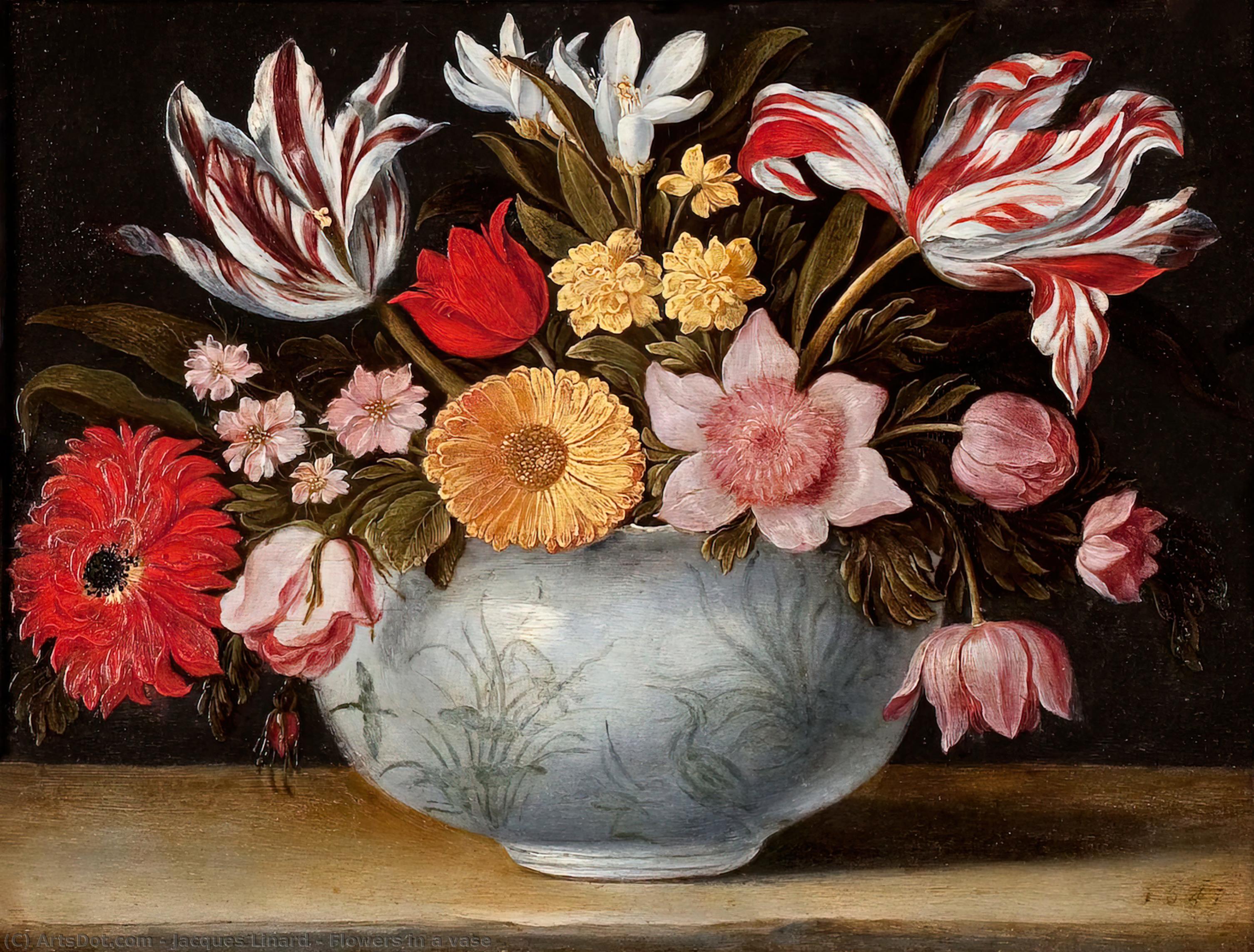 Wikioo.org - The Encyclopedia of Fine Arts - Painting, Artwork by Jacques Linard - Flowers in a vase