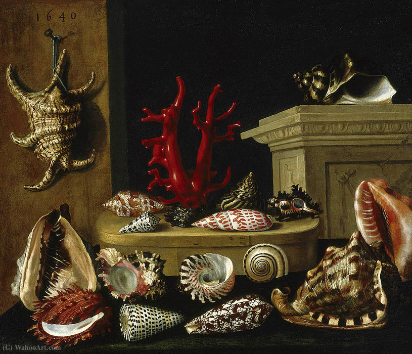 WikiOO.org - Enciclopédia das Belas Artes - Pintura, Arte por Jacques Linard - Still Life with Shells and Coral