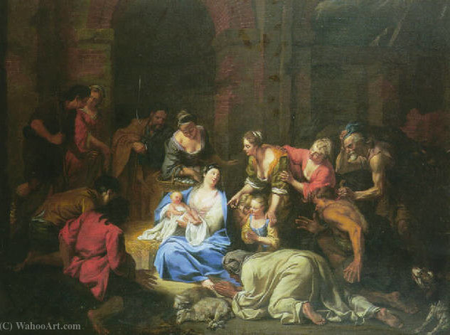 Wikioo.org – La Enciclopedia de las Bellas Artes - Pintura, Obras de arte de Jacques Van Schuppen - La Adoración de los Pastores