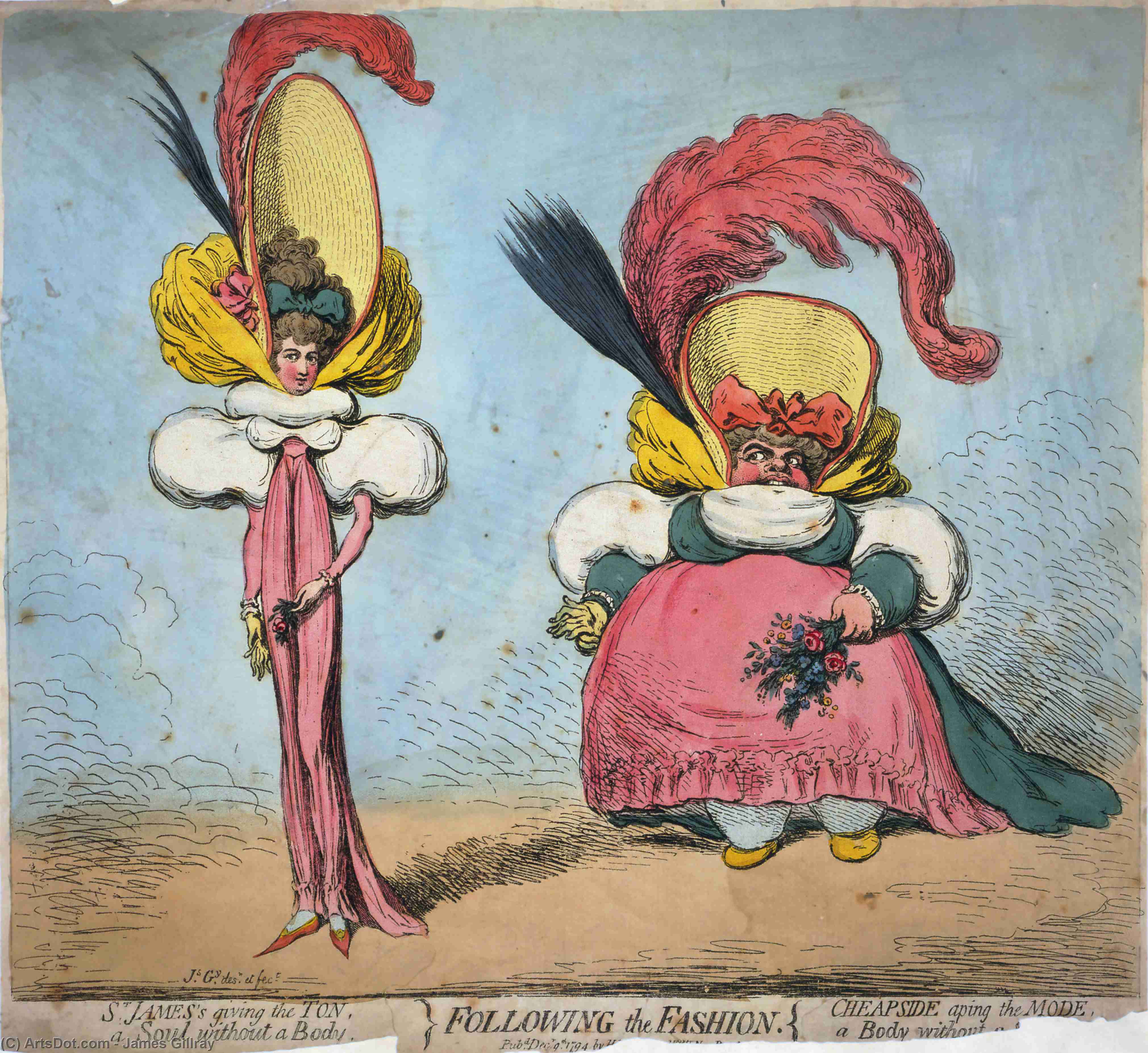 Wikioo.org - The Encyclopedia of Fine Arts - Painting, Artwork by James Gillray - Short bodied gillray fashion caricature