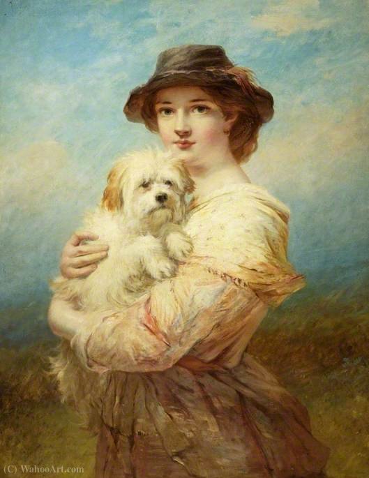 WikiOO.org - 백과 사전 - 회화, 삽화 James John Hill - A Young Lady with a Dog