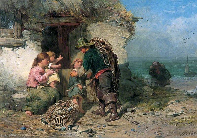 WikiOO.org - Encyclopedia of Fine Arts - Maalaus, taideteos James John Hill - The fisherman's return