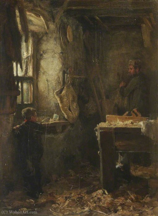 WikiOO.org - Encyclopedia of Fine Arts - Maalaus, taideteos James Lawton Wingate - Interior, carpenter's shop